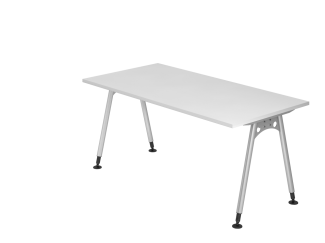 Schreibtisch AS16 A-Fuß 160x80cm Weiß Gestellfarbe: SIlber