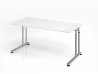 mcbuero. de Schreibtisch C-Fuß 160x80cm Weiß/Silber