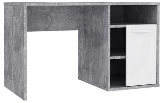 Schreibtisch PC-Tisch Bürotisch120x60cm beton lichtgrau weiß Hochglanz