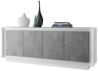 Sideboard 'SKY', weiß matt und Beton mit Softclose