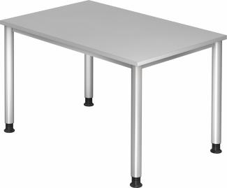 bümö® Schreibtisch H-Serie höhenverstellbar, Tischplatte 120 x 80 cm in grau, Gestell in silber