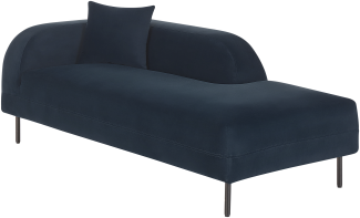 Chaiselongue Marineblau Samtstoff Linksseitig Modernes Design Minimalistisch Retro Stil Dunkelblaue Relaxliege für Wohnzimmer Schlafzimmer