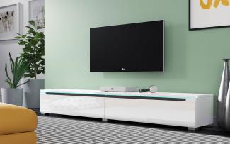 Lowboard "Duna" TV-Unterschrank 180cm weiß hochglanz grifflos MDF