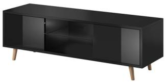 Lowboard "Sweden" TV-Unterschrank 140 cm schwarz Hochglanz Grifflos