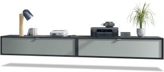 2er-Set TV Board Lana 120, Lowboards je 120 x 29 x 37 cm mit viel Stauraum, Korpus in Schwarz matt, Fronten in Graphit seidenmatt