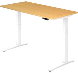 'XBHM16' Sitz-Steh-Schreibtisch elektrisch 160x80cm Buche Weiß