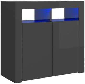 vidaXL Sideboard mit LED-Leuchten Hochglanz-Grau 80x35x75 cm