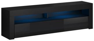 TV-Lowboard Live Hochglanz schwarz mit Beleuchtung 160 cm