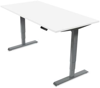 Desktopia Pro - Elektrisch höhenverstellbarer Schreibtisch / Ergonomischer Tisch mit Memory-Funktion, 5 Jahre Garantie - (Weiß, 160x80 cm, Gestell Grau)