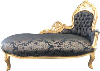 Casa Padrino Barock Chaiselongue Royalblau Muster / Gold - Recamiere Barock Möbel