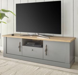 TV-Lowboard Rideau in grau und Eiche Artisan 155 x 48 cm