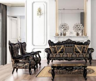 Casa Padrino Luxus Barock Couchtisch Schwarz / Gold - Massivholz Wohnzimmertisch im Barockstil - Barock Wohnzimmer Möbel - Edel & Prunkvoll