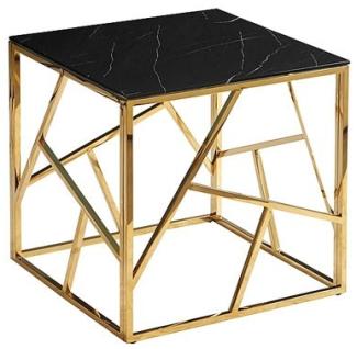 Couchtisch Glastisch Escada B 55x55x55cm Gold Marmor schwarz