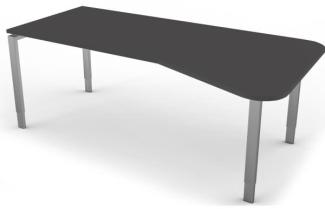 Freiformtisch mit 4-Bein-Gestell, 195x80 / 100cm, Anthrazit / Silber