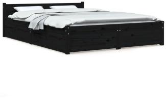 vidaXL Bett mit Schubladen Schwarz 120x200 cm [3103558]