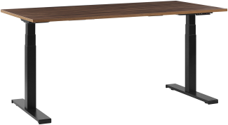 Schreibtisch elektrisch höhenverstellbar, Spanplatte Braun, 63-126 x 160 x 72 cm
