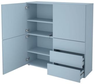 FMD Schrank mit 3 Schubladen und 3 Türen 99x31,5x101,2 cm Blau