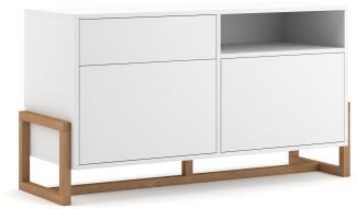 Domando Sideboard Anzio Skandinavisch für Wohnzimmer Breite 120cm, Push-to-open-System, Gestell aus Buche, Weiß Matt