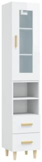 Highboard Hochglanz-Weiß 34,5x34x180 cm Holzwerkstoff [3115376]
