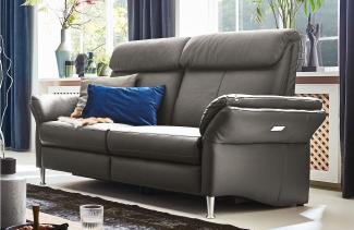 Sofa 3-Sitzer FABIO Leder grau vollmotorische Relaxfunktion