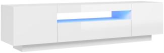 vidaXL TV-Schrank mit LED-Leuchten, Holz Hochglanz-Weiß, 160 x 35 x 40 cm