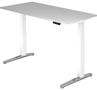 'XBHM16' Sitz-Steh-Schreibtisch elektrisch 160x80cm Grau/Weiß, poliert