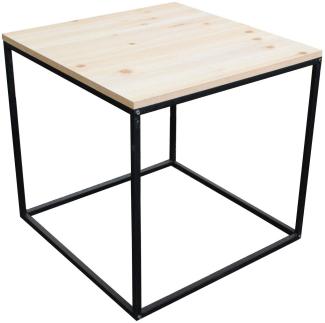 Metall Beistelltisch mit Holz Tischplatte - 45x45x42 cm - Couchtisch Sofatisch Tisch