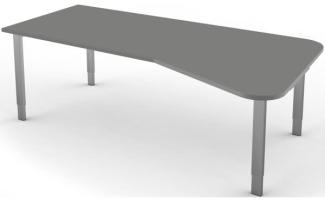 Freiformtisch mit 4-Bein-Gestell, 195x80 / 100cm, Graphit / Silber