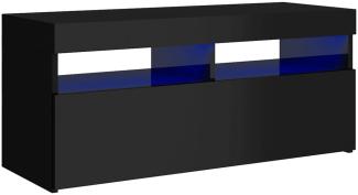 vidaXL TV-Schrank mit LED-Leuchten Hochglanz-Schwarz 90x35x40 cm