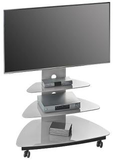TV-Rack,Metall schwarz - Glas platingrau 90 x 121,1 x 49 cm