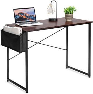 COSTWAY Schreibtisch mit Aufbewahrungsbeutel, Industrie- Stil braun/ schwarz, 102 x 51 x 76 cm