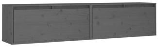 Wandschränke 2 Stk. Grau 80x30x35 cm Massivholz Kiefer