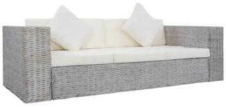 vidaXL 3-Sitzer-Sofa mit Polstern Grau Natürliches Rattan