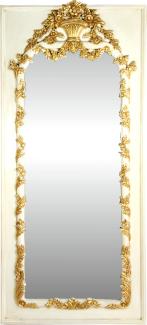Casa Padrino Barock Wandspiegel Creme / Gold Antik Stil 85 x H. 190 cm - Prunkvoller Barock Spiegel mit wunderschönen Verzierungen