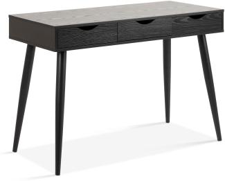'Nete' Schreibtisch mit 3 Schubladen, schwarz, 110 x 77,1 x 50 cm