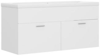 vidaXL Waschbeckenunterschrank mit Einbaubecken Weiß Spanplatte [3070847]