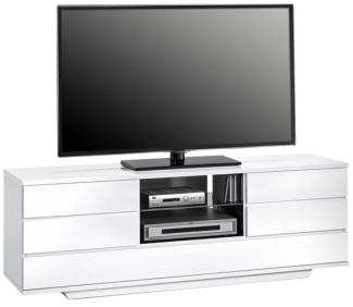 TV Board Hestia, 1500 x 503 x 400 mm, weiß Hochglanz - schwarz Hochglanz