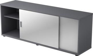 bümö® Lowboard mit Schiebetür, Sideboard in Graphit/Silber