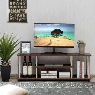 COSTWAY 3 Ebenen TV-Schrank, Fernsehtisch, Lowboard für Fernseher bis zu 48", Fernsehschrank mit Ablagen, Stahlgestell, TV-Regal für Wohnzimmer, Schlafzimmer
