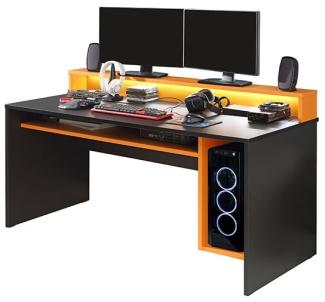 Gamingtisch Computertisch PC-Tisch Schreibtisch 160x72cm schwarz orange