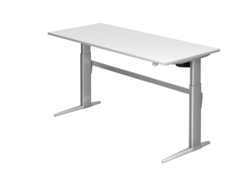 Sitz-Steh-Schreibtisch elektrisch XE19 180x80cm Weiß Gestellfarbe: Silber