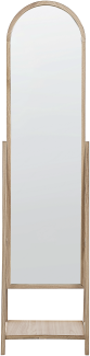 Standspiegel Hellbraun Holz 39 x 170 cm mit Rahmen Regal Ablage Kippbar Rustikal Ganzkörper für Ecke Schlafzimmer Garderobe Bad Wohnzimmer