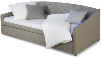 Schlafsofa mit Bettkasten, Stoff grau, 90x200 cm