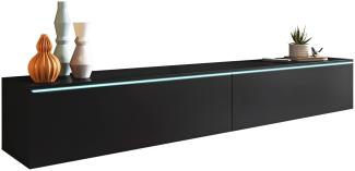 TV-Lowboard Stone D180 (Graphit Schwarz, mit Beleuchtung)
