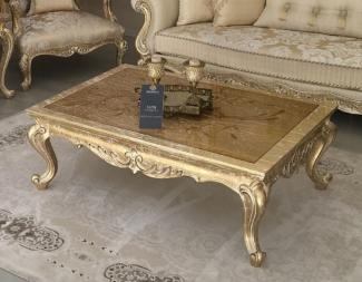 Casa Padrino Luxus Barock Couchtisch Antik Gold - Handgefertigter Massivholz Tisch im Barockstil - Barock Wohnzimmer Möbel - Edel & Prunkvoll