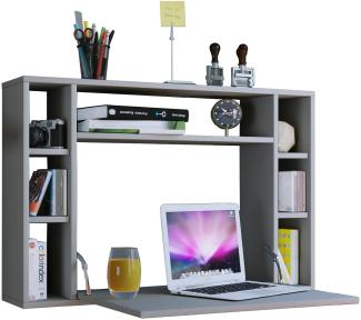 Wand Schreibtisch Computer PC Laptop Büro Tisch Arbeitstisch Bürotisch grau