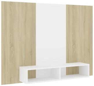 TV-Wandschrank Weiß Sonoma-Eiche 135x23,5x90 cm Spanplatte