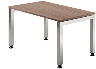 Schreibtisch JS12 U-Fuß / 4-Fuß eckig 120x80cm Nussbaum Gestellfarbe: Silber