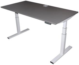 'E10' Schreibtisch höhenverstellbar, grau/ weiß, 160 x 62-130 x 80 cm