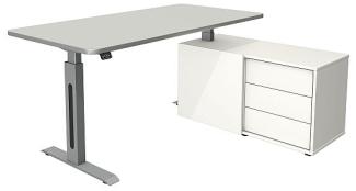 Kerkmann Schreibtisch Steh und Sitztisch MOVE 1 style mit Sideboard lichtgrau